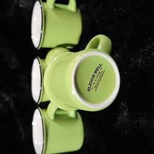 SLEIGH BELL BISTRO 4 Lime Green 2oz Espresso Cups Shot Mugs Miniature Mugs